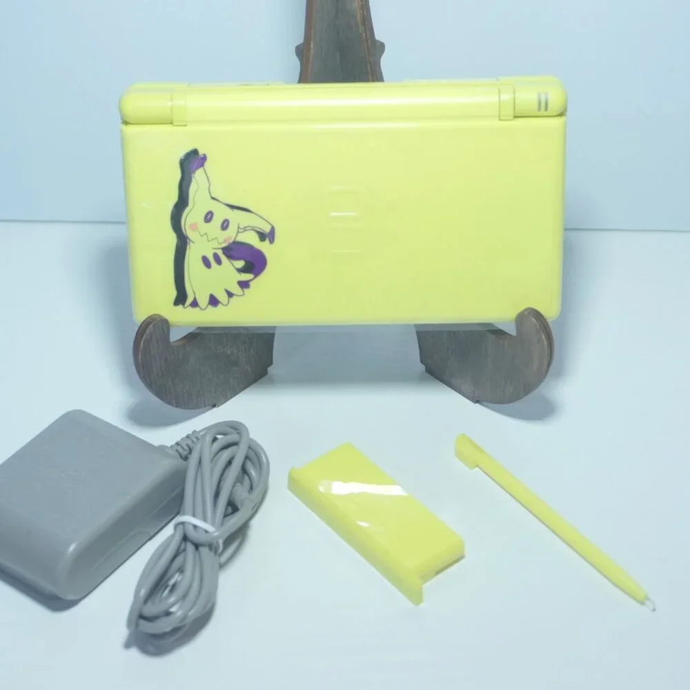 Nintendo DS Lite Mimikyu Yellow & Red Handheld System with Charger & Stylus Pen